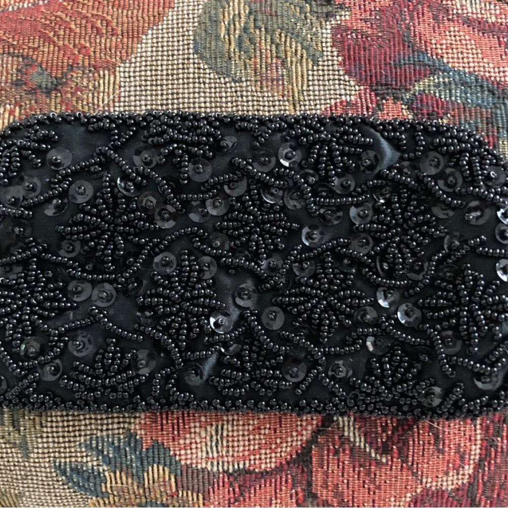 Vintage FORTUNE 1950s Hand Beaded Black Soft Glasses Case w Sequins Satin Lining